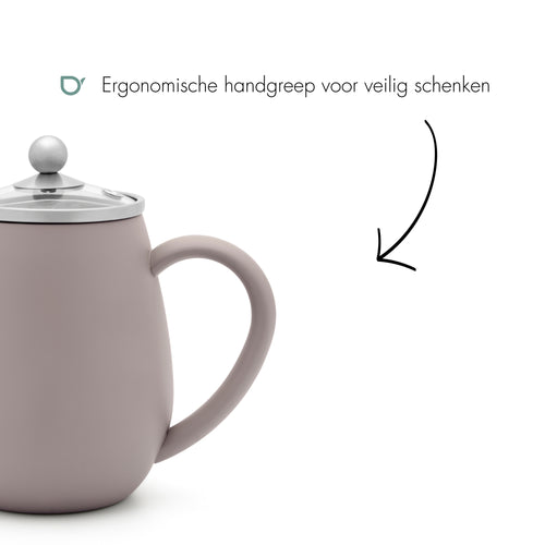 Bredemeijer - Dubbelwandige theepot Eva - 0,5 liter - Betongrijs - Met filter - vtwonen shop