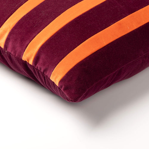 VASCO - kussenhoes 45x45 cm - fluweel - gestreept - Purple Potion - paars, oranje