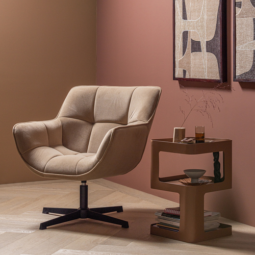 WOOOD draaifauteuil Wibo - Velvet - Mat Zand - 94x71x83
