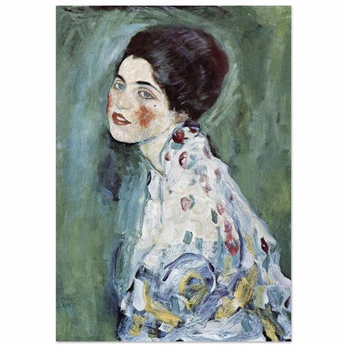 Artfulprints Poster Gustav Klimt - Portrait of a lady   - 50x70 cm - Donkergroen