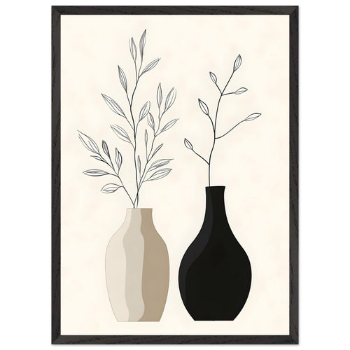Artfulprints Poster met Lijst Boho – Calm vase   - 50x70 cm - Zwart / Wit