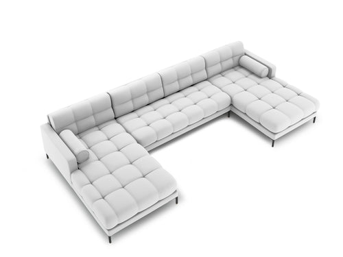 Cosmopolitan Design Panoramische bank Bali 7-zits, structurele stof, lichtgrijs - 185x383x75cm