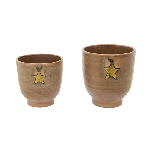 Sia Deco Bloempotten In Terracotta Set Van 2 - bruin - H20 - vtwonen shop