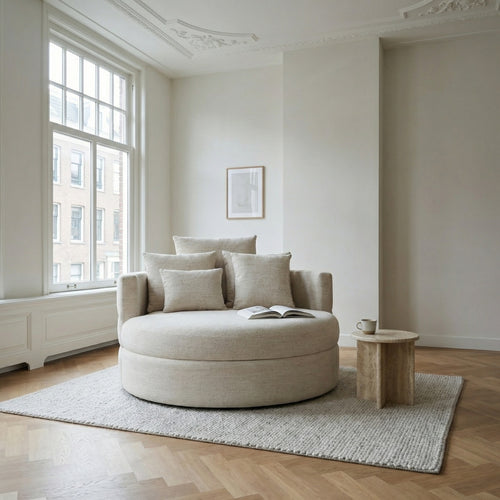 DÉJA Living Loveseat Miles - Beige Stof - Ø124x84cm