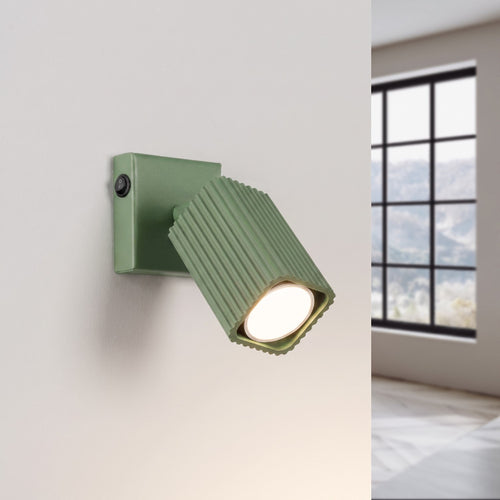 Sollux Lighting Wandlamp RAYO saliegroen met schakelaar - 8x16x16cm
