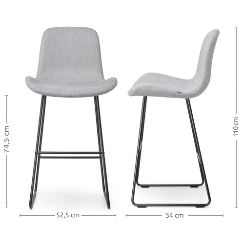 Nolon Nino-Fé Barkruk Lichtgrijs - Zwart Onderstel - 75 cm - vtwonen shop