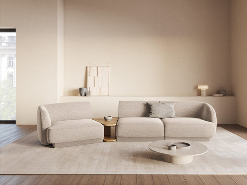 Micadoni linker modulaire bank Miley 3-zits, structurele stof beige - 126x303x70cm