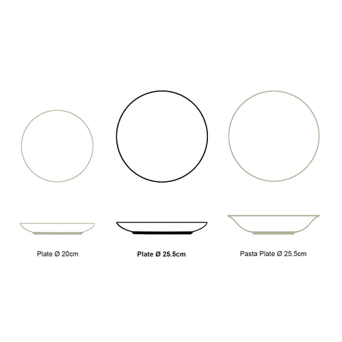 vtwonen - Dinerborden - Bordenset - Mat zwart - 25,5cm - Set van 6 borden - vtwonen shop