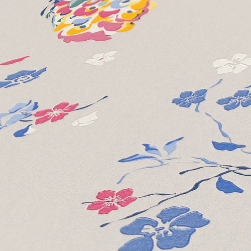 Livingwalls behang vogel grijs, blauw, rood, wit en groen - 53 cm x 10.05 m - AS-389064 - vtwonen shop