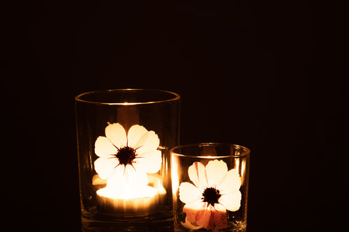 J-Line windlicht Bloem - glas - roze/mix - vtwonen shop