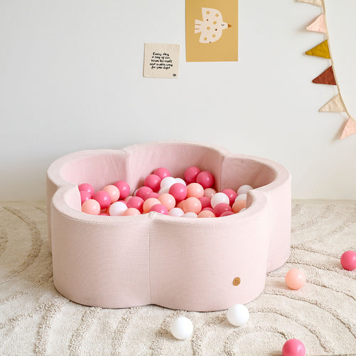 Petite Amélie Ballenbak Bloem - 90x30 cm-  Ballenbad incl. 200 ballen - Roze corduroy - vtwonen shop