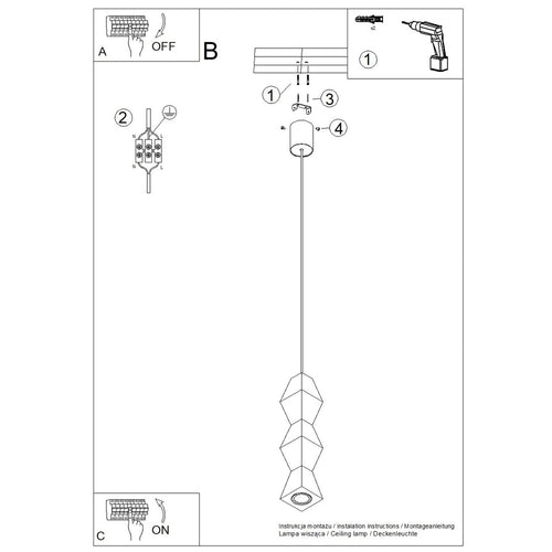 Sollux Lighting Hanglamp KUBBE middelgroot S - 8x8x200cm