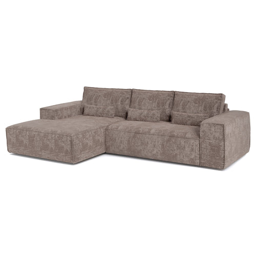 Premium Interiors - Linkshoekbank met snelle uitklapfunctie JUNE - gewaafd fluweel mol 320cm