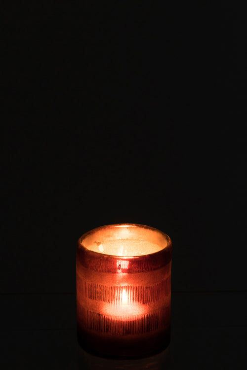 J-Line windlicht Cilinder - glas - bruin - small - 2 stuks