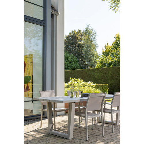 WOOOD tuintafel Bear & tuinstoelen Fowl - Aluminium - Zand - 75x240x87