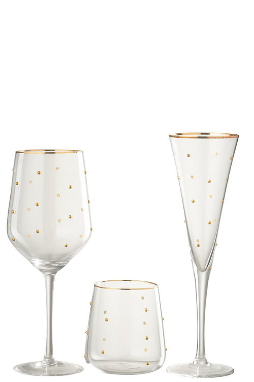 J-Line glas champagne Stippen - glas - transparant/goud