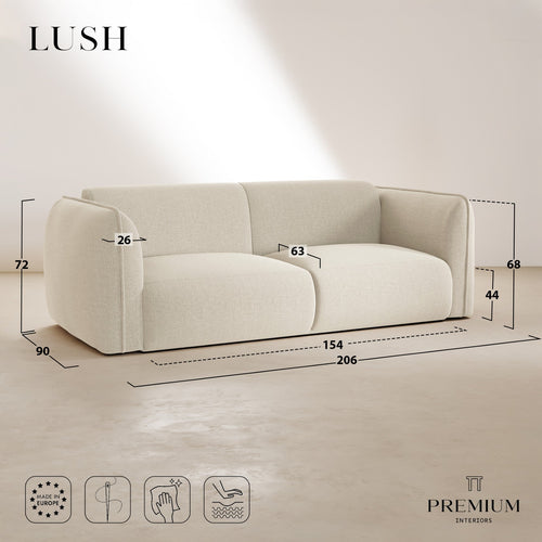 Premium Interiors - Bank LUSH - fluweel met motieven crème 205cm