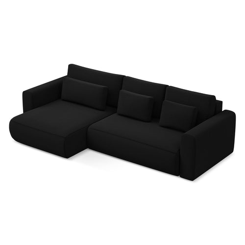 LaMiaSofa hoekbank links Perugia - velours - zwart - 278x149x82