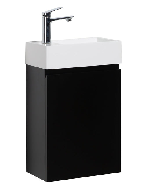 Badplaats Toiletmeubel Angela 40 x 22 cm – Mat Zwart – Fonteinmeubel met Wastafel