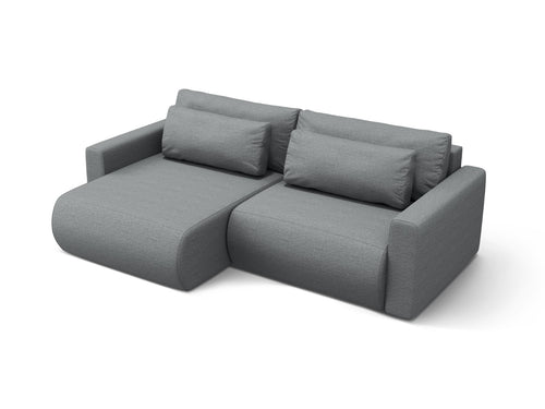 Cosmopolitan Design Omkeerbare converteerbare hoekbank met opbergdoos Belfast 3-zits, structurele stof grijs - 149x240x84cm