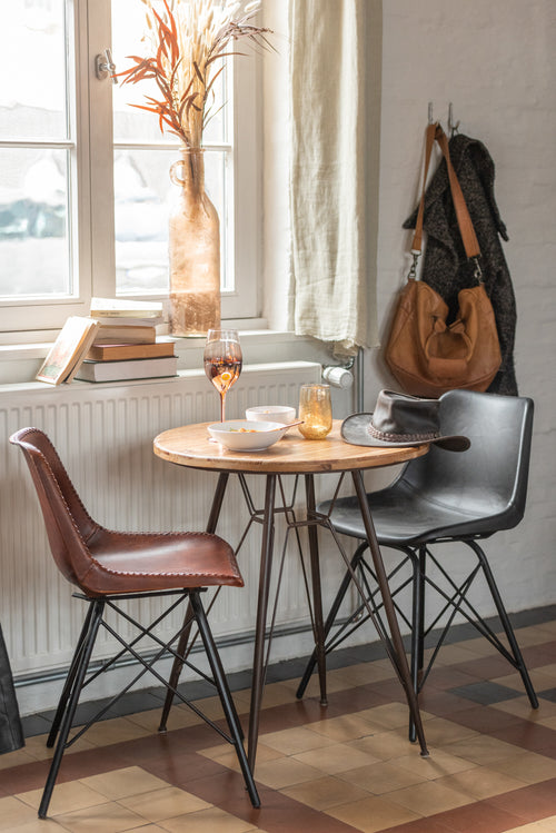 J-Line stoel Loft - leer/metaal - zwart - 2 stuks - vtwonen shop