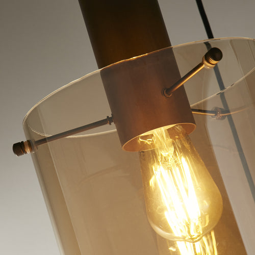 Searchlight hanglamp Sweden - 3 lichts - 47  x 150   cm - bruin