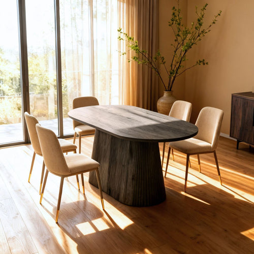 Giga Meubel Eettafel Sylla - Ovaal Donkerbruin Hout - 160x90x75cm - vtwonen shop