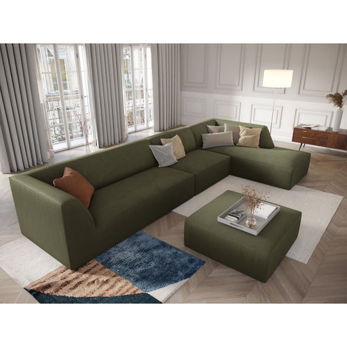 Cosmopolitan Design - Modulaire hoekbank rechts Siena 5-zits, ribfluwelen groente - 180x366x69cm