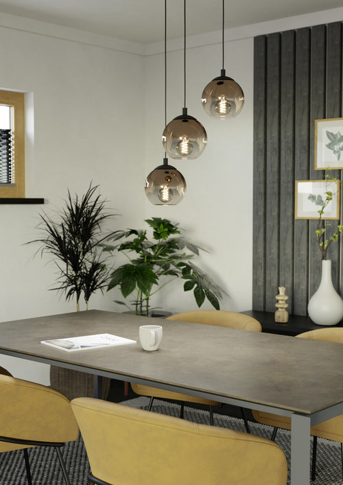 EGLO hanglamp Ariscani 1 - ø 42,5 cm - koperglas - 3 lichts - zwart - vtwonen shop
