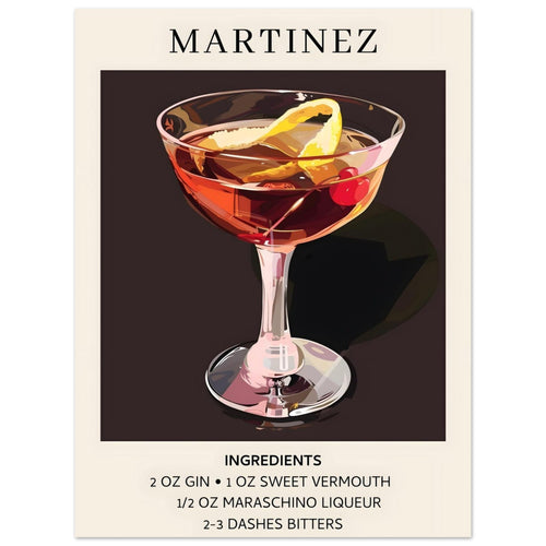 Artfulprints  Martinez cocktail - Ingrediënten   poster 30x40 cm - vtwonen shop