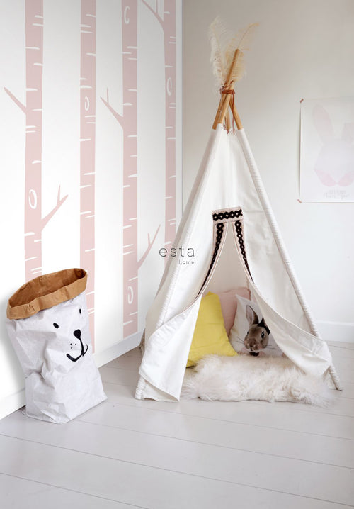 ESTAhome fotobehang berken boomstammen zacht roze - 150 x 279 cm - 158927 - vtwonen shop