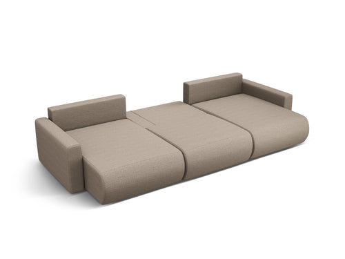 Cosmopolitan Design Converteerbare panoramische bank met opbergdoos Belfast 4-zits, structurele stof donkerbeige - 149x340x84cm