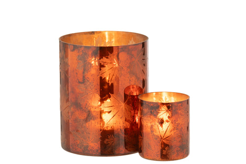J-Line windlicht - glas - roestbruin - large