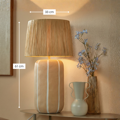 Mica Decorations Denton Tafellamp Woonkamer - Lamp Decoratief met Lampenkap - Bureaulamp Tafellampen Woonkamer - 61 x ⌀33 cm - Keramiek, Metaal,