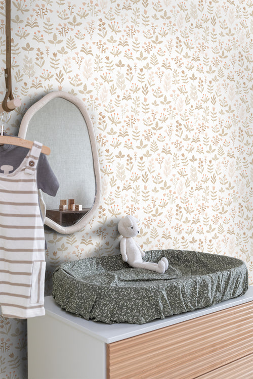 ESTAhome behang veldbloemen beige - 50 x 900 cm - 131092 - vtwonen shop