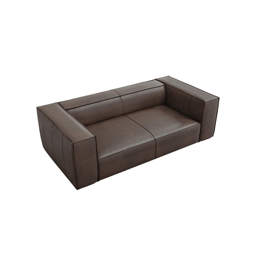 Cosmopolitan Design - Bank Turin 2-zits, echt leer grijs bruin - 100x212x68cm