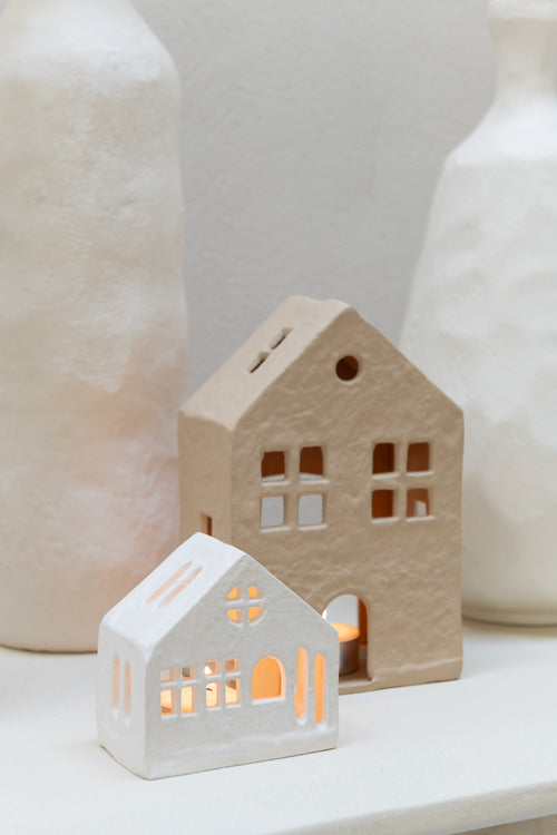 J-Line theelichthouder Huis - aluminium - wit - vtwonen shop