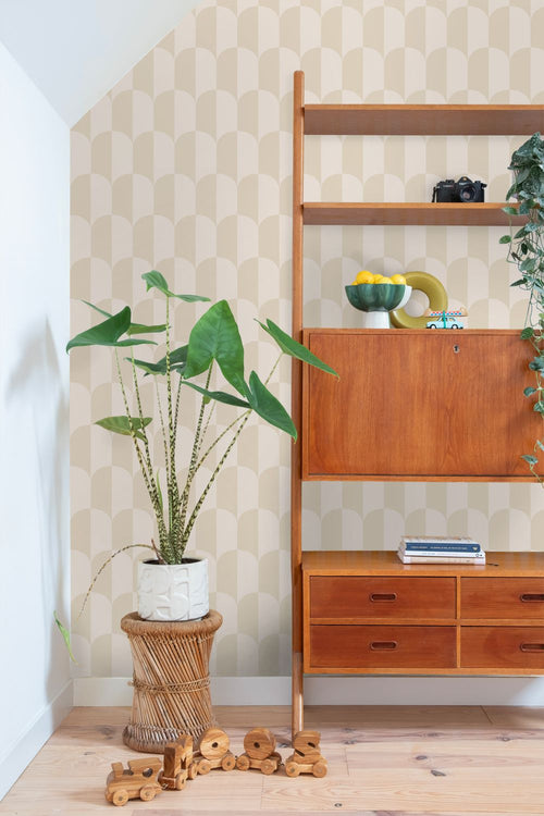 ESTAhome behang art deco bogen beige en zandkleurig - 53 cm x 10.05 m - 139985