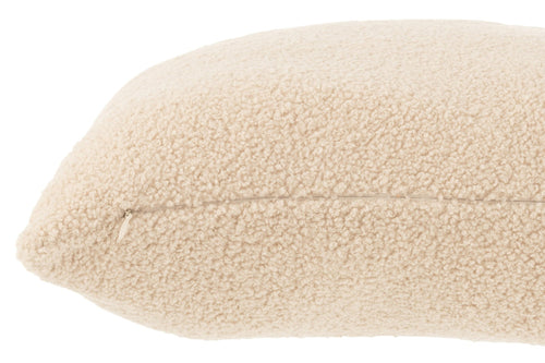 J-Line kussen Teddy Bouclé - polyester - donkerbeige