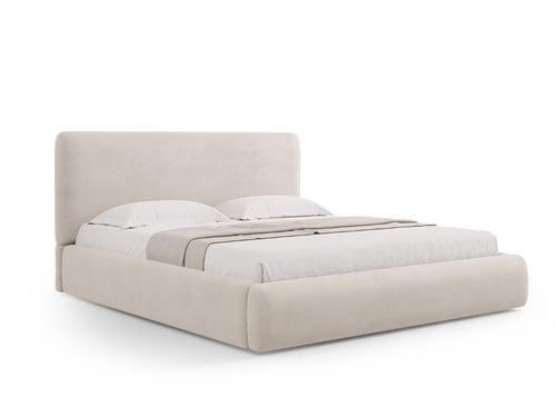 Cosmopolitan Design Opbergbed met hoofdeinde Colonel 160x200cm, chenille, beige - 220x180x100cm