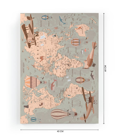 Canvas 60x40 Afdruk Wereldkaart - vtwonen shop
