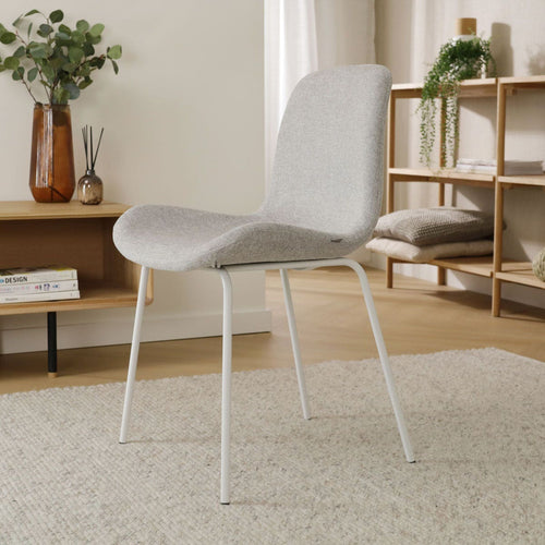 Nolon Nora-Fé Eetkamerstoel Lichtgrijs - Stof - Witte Poten - vtwonen shop