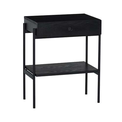 Hübsch nachtkastje Noir - essen fineer/ijzer/mdf - 48x31xh60cm
