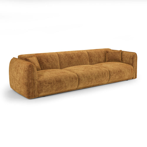 Premium Interiors - Bank LUSH - fluweel met motieven mosterd 235cm