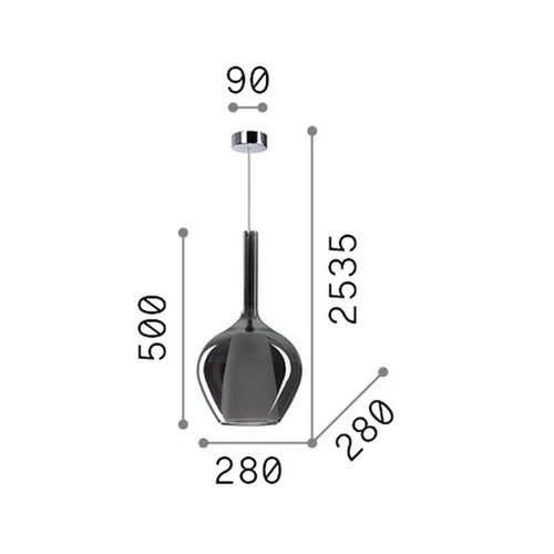 Ideal Lux KALIQUE 28 cm koepelvormige hanglamp, transparant, 1x E27 fitting