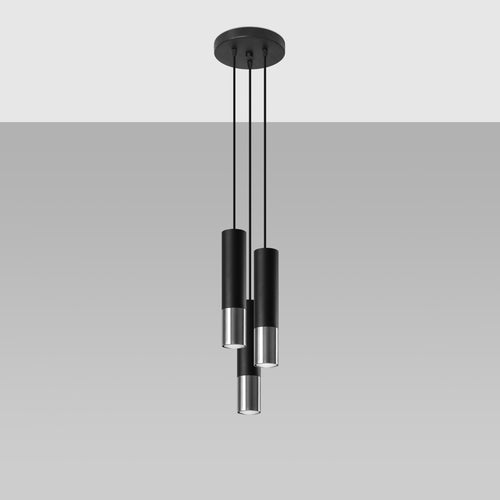 Sollux Lighting Hanglamp LOOPEZ 3P zwart/chroom - 20x20x90cm