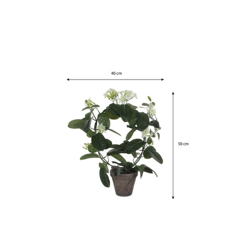Mica Decorations Stephanotis Kunstplant in Bloempot Stan - H50 x Ø40 cm - Wit