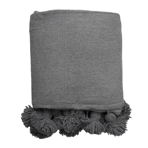 MÔMÉ Plaid Pom Pom - grijs- 175 x 255 cm - vtwonen shop