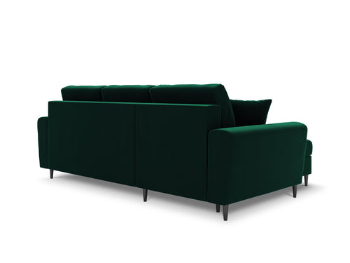 Cosmopolitan Design Omkeerbare converteerbare hoekbank met opbergdoos Kyoto 4-zits, flueel flessengroen - 145x241x88cm