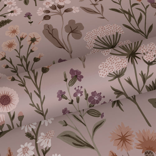 Sanders & Sanders behang veldbloemen oudroze - 50 x 900 cm - 935375